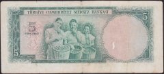 5.EMİSYON 2.TERTİP 5 LİRA E1 144010 ÇOK TEMİZ ( DÜZLEME VAR ) eski para mezat