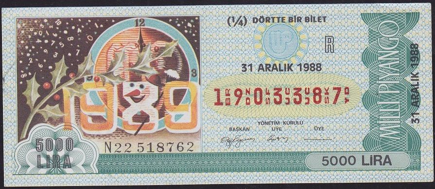 1988 31 Aralık Çeyrek Bilet - R Serisi