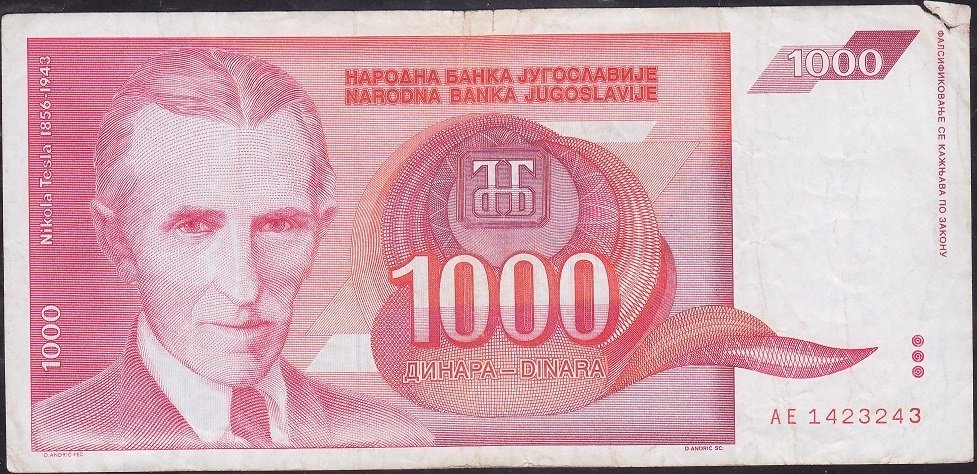 Yugoslavya 1000 Dinar 1992 Temiz