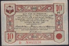 ALMANYA 10 PFENNİNG NOTGELD 1921 ÇİLALTI ÇİL