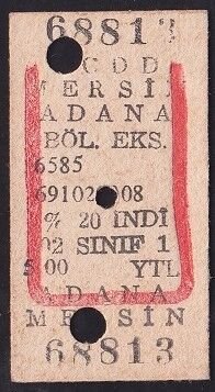 Adana-Mersin Tren Bileti 2006