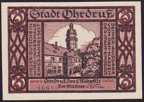 Almanya 25 Pfennig Notgeld 1921 Çil