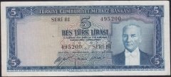 5.EMİSYON 1.TERTİP 5 LİRA B1 495200 ÇOK TEMİZ + ( KISMİ DÜZLEME VAR ) eski para alan yerler