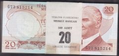 6.EMİSYON 3.TERTİP 20 LİRA G 73 (100 ADET) ÇİL ATLAMA VAR