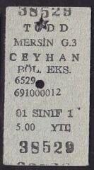 Ceyhan-Mersin Tren Bileti 2007