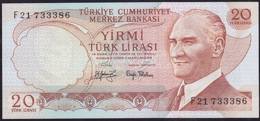 6.Emisyon 3.Tertip 20 Lira F21 733386 Çilaltı Çil
