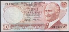 6.Emisyon 3.Tertip 20 Lira F21 733386 Çilaltı Çil