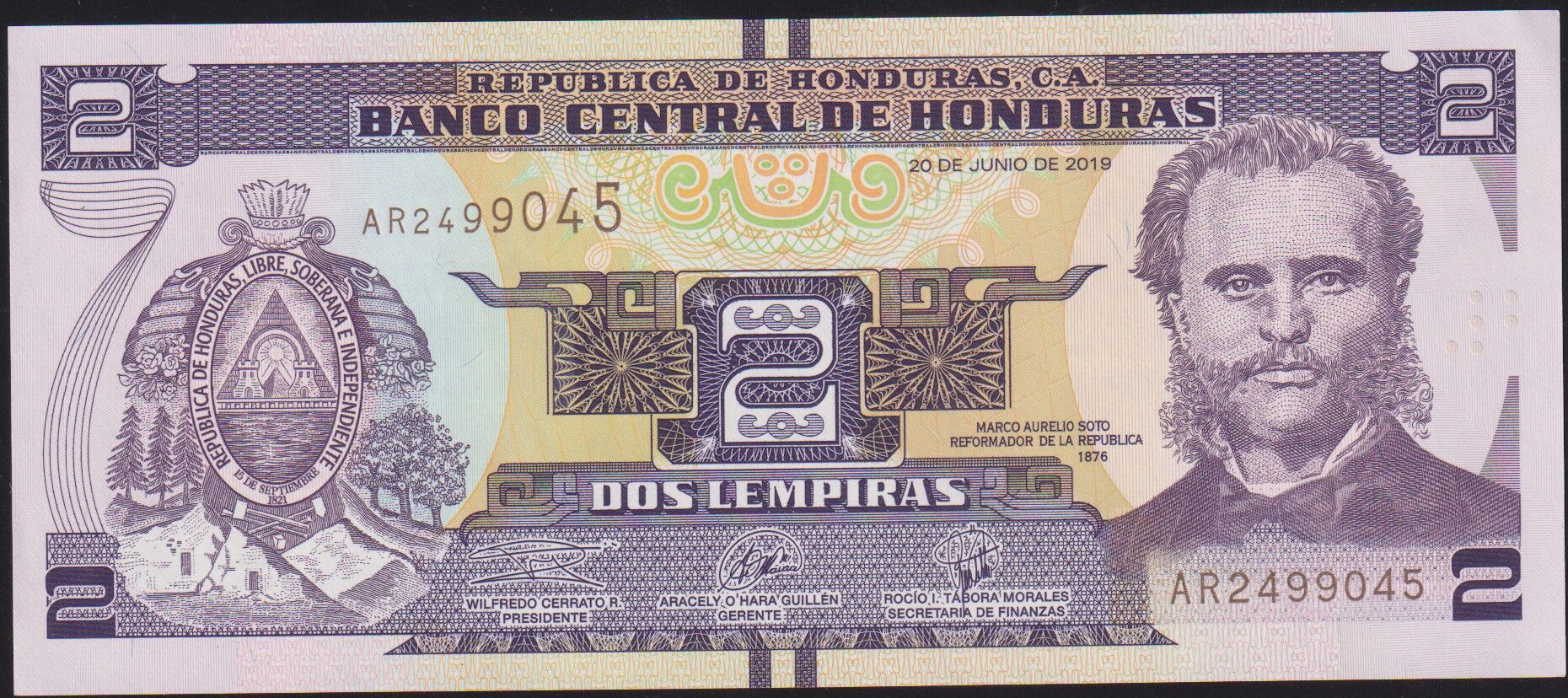 Honduras 2 Lempira 2019 Çil