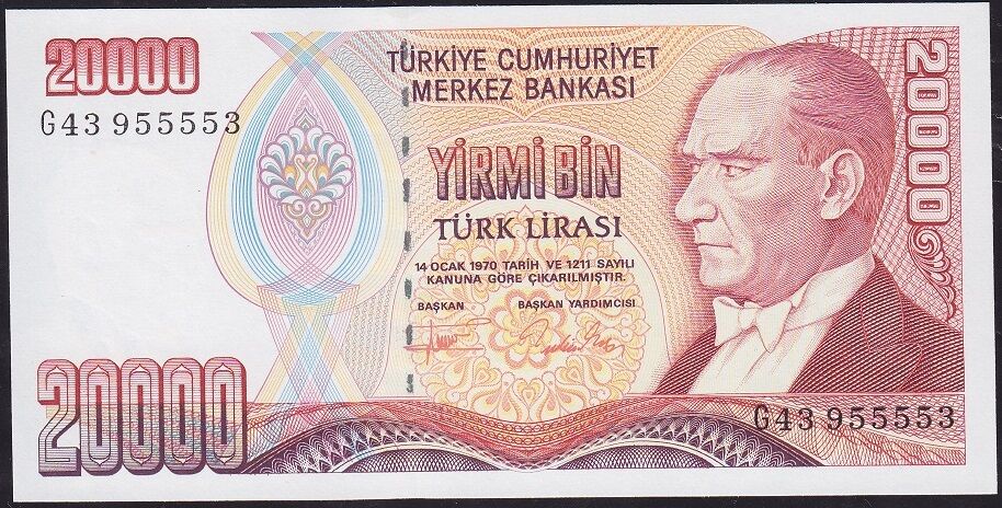 7.Emisyon 2.Tertip 20000 Lira G43 955553 Çil