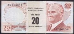 6.EMİSYON 4.TERTİP 20 LİRA I 62  HARFİ (100 ADET) ÇİL ATLAMA VAR