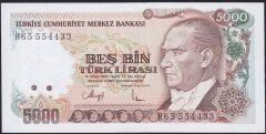 7.Emisyon 4.Tertip 5000 Lira H65 554433 Çilaltı
