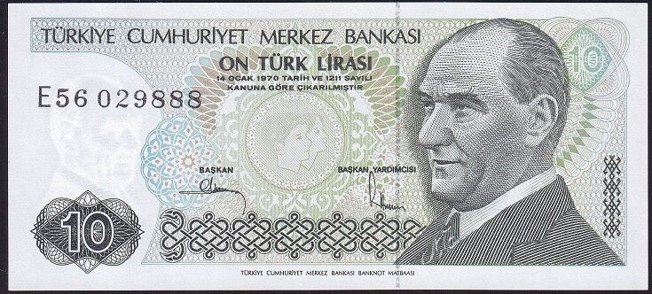 7.Emisyon 2.Tertip 10 Lira E56 029888 Çil