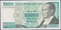 7.Emisyon 1.Tertip 50000 Lira A25 373845 Çok Çok Temiz +
