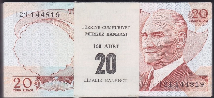 6.EMİSYON 4.TERTİP 20 LİRA I 21  (100 ADET) ÇİL ATLAMA VAR