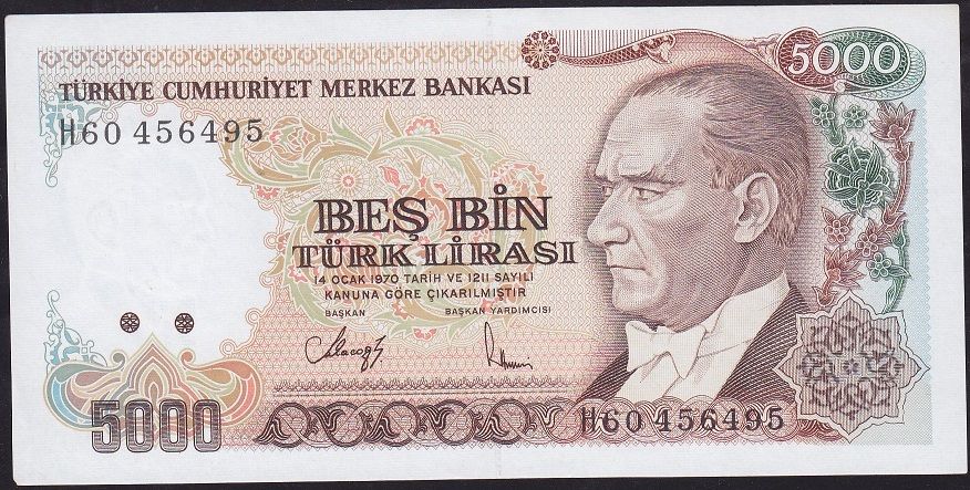 7.Emisyon 4.Tertip 5000 Lira H60 456495 Çilaltı Çil