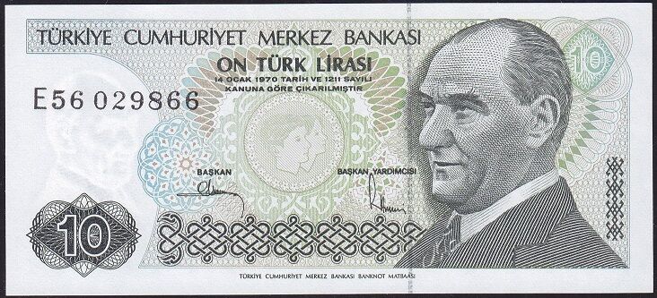 7.Emisyon 2.Tertip 10 Lira E56 029866 Çil