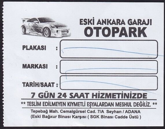 Eski Ankara Garajı Otopark Bileti