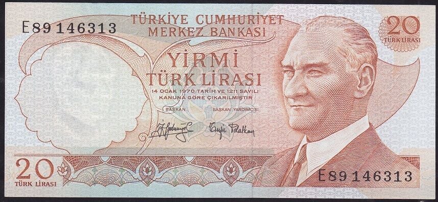 6.Emisyon 3.Tertip 20 Lira E89 146313 Çilaltı Çil