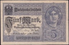 Almanya 5 Mark 1917 Çok Temiz+ 8 rakamlı ( R54b ) Z Serisi