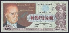 1984 29 EKİM ÇEYREK BİLET Ç SERİSİ