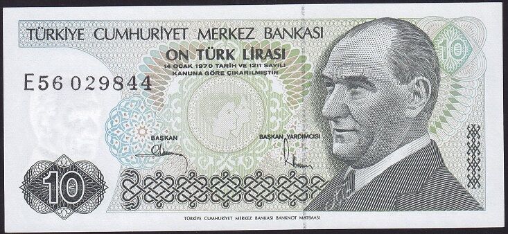 7.Emisyon 2.Tertip 10 Lira E56 029844 Çil