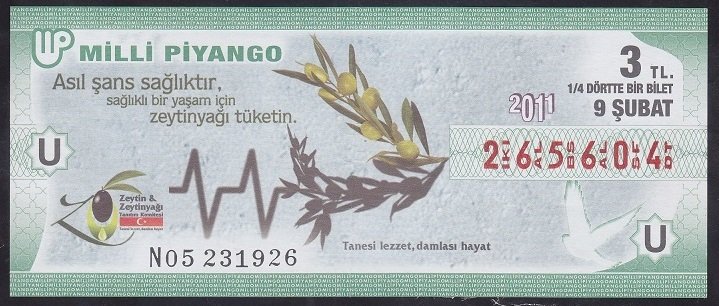 2011 9 ŞUBAT ÇEYREK  BİLET -  U SERİSİ