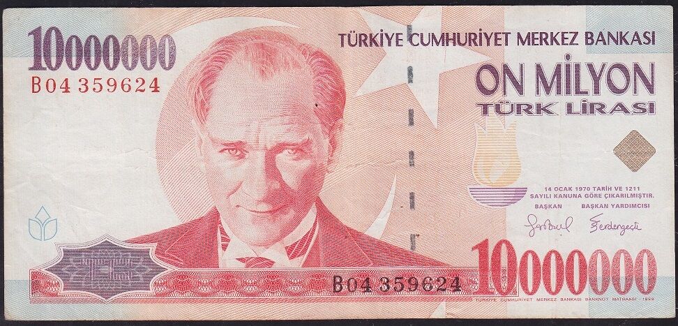 7.Emisyon 10 000 000 Lira B04 359624 Çok Temiz