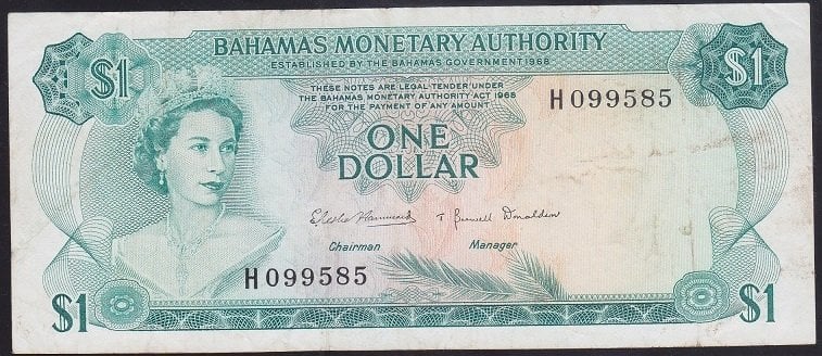 BAHAMA 1 DOLAR 1968 ÇOK ÇOK TEMİZ
