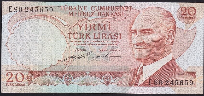 6.Emisyon 2.Tertip 20 Lira E80 245659 Çilaltı Çil