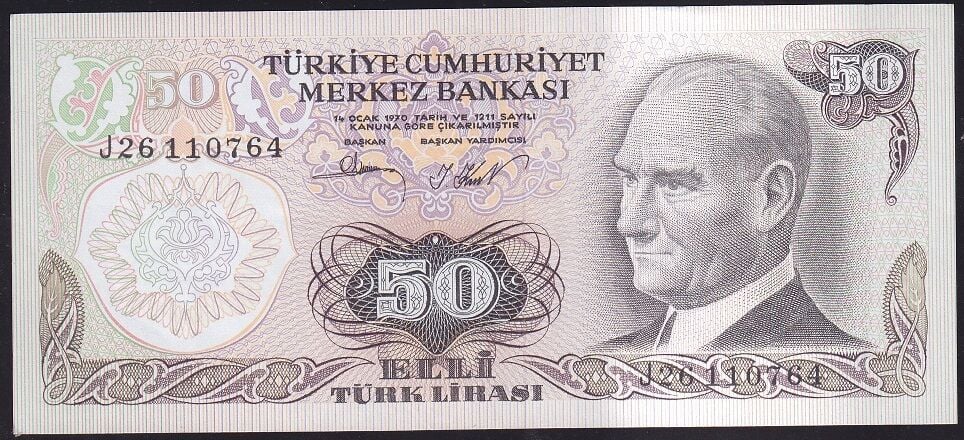 6.Emisyon 2.Tertip 50 Lira J26 110764 Çilaltı Çil