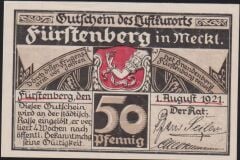 Almanya 50 Pfennig Notgeld 1921 Çil Filigranlı