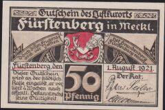 Almanya 50 Pfennig Notgeld 1921 Çil Filigranlı