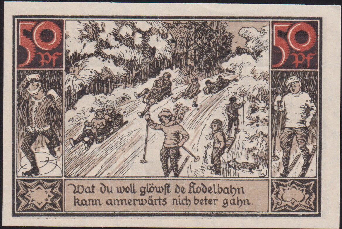 Almanya 50 Pfennig Notgeld 1921 Çil Filigranlı