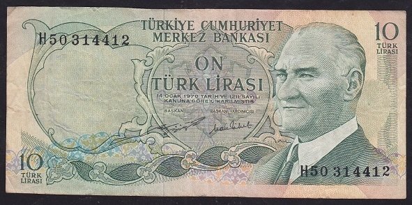 6.EMİSYON 2.TERTİP 10 LİRA H50 314412 ÇOK TEMİZ