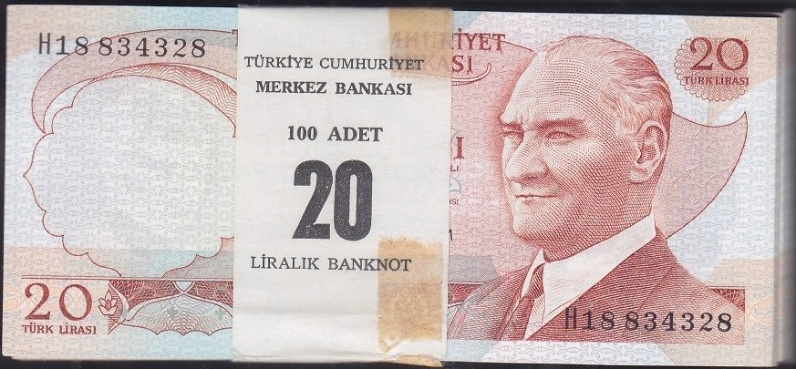 6.EMİSYON 3.TERTİP 20 LİRA H 18  (100 ADET) ÇİL ATLAMA VAR