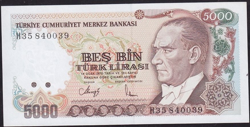 7.Emisyon 4.Tertip 5000 Lira H35 840039 Çilaltı Çil