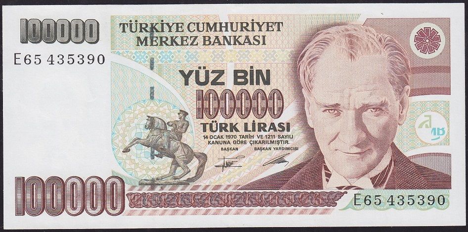 7.Emisyon 2.Tertip 100000 Lira E65 435390 Ççt Çilaltı
