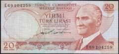 6.Emisyon 2.Tertip 20 Lira E69 104259 Ççt Çilaltı