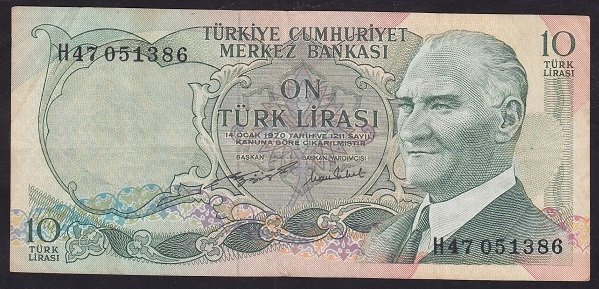 6.EMİSYON 2.TERTİP 10 LİRA H47 051386 ÇOK ÇOK TEMİZ