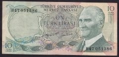 6.EMİSYON 2.TERTİP 10 LİRA H47 051386 ÇOK ÇOK TEMİZ