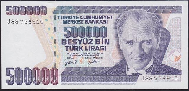 7.EMİSYON 4.TERTİP 500000 LİRA J88 756910 ÇİL