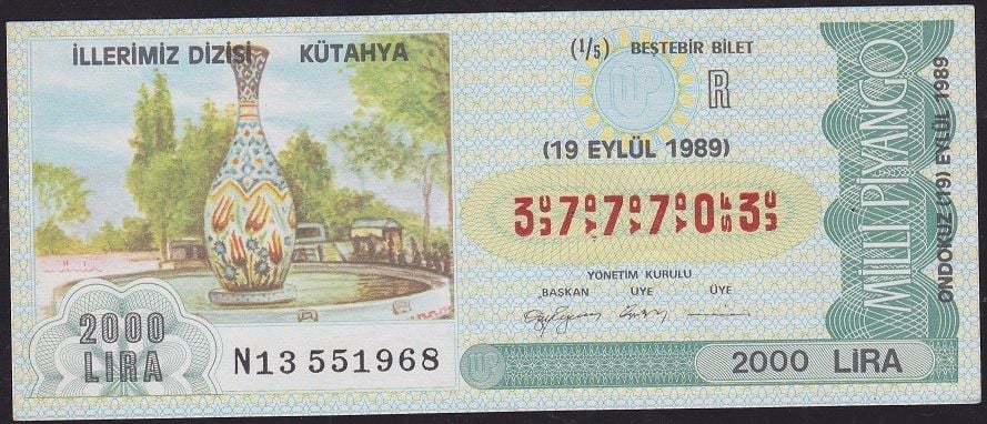 1989 19 Eylül Beşte Bir Bilet - R Serisi