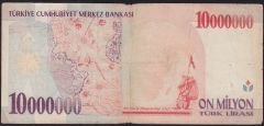 7.Emisyon 10 000 000 Lira B01 481063 Çok Temiz