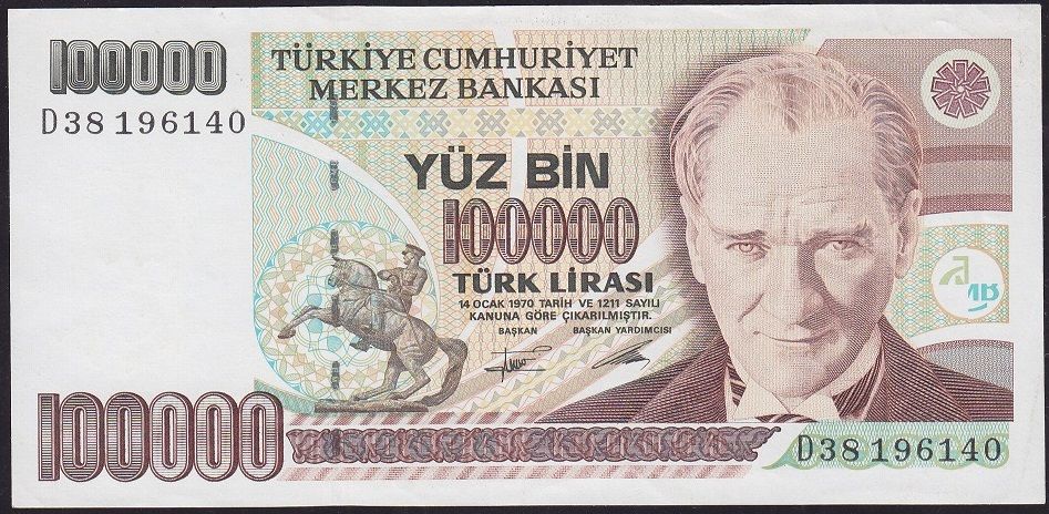 7.Emisyon 2.Tertip 100000 Lira D38 196140 Ççt Çilaltı