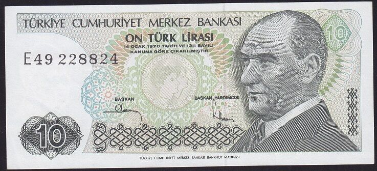 7.Emisyon 2.Tertip 10 Lira E49 228824 Çok Çok Temiz+