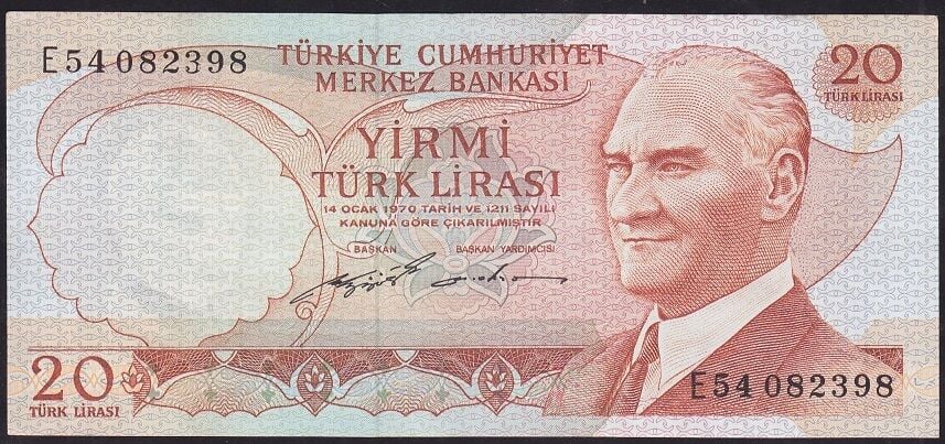 6.Emisyon 2.Tertip 20 Lira E54 082398 Çilaltı