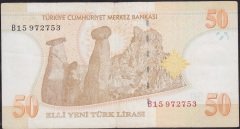 8.Emisyon 50 YTL B15 972753 Çok Temiz