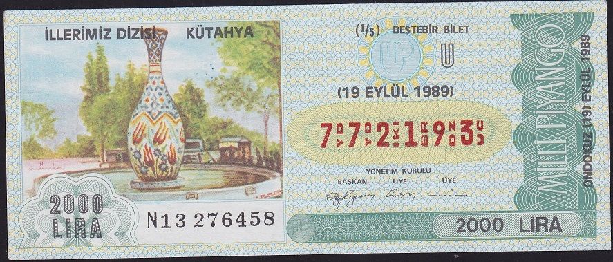 1989 19 Eylül Beşte Bir Bilet - U Serisi