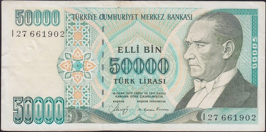 7.Emisyon 1.Tertip 50000 Lira I27 661902 Çok Temiz