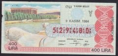 1984 9 KASIM YARIM BİLET Y SERİSİ
